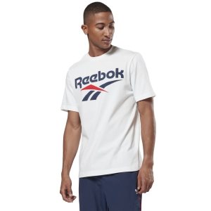 Koszulki Męskie Reebok Classic Vector Białe/Granatowe PL 06FXHRJ